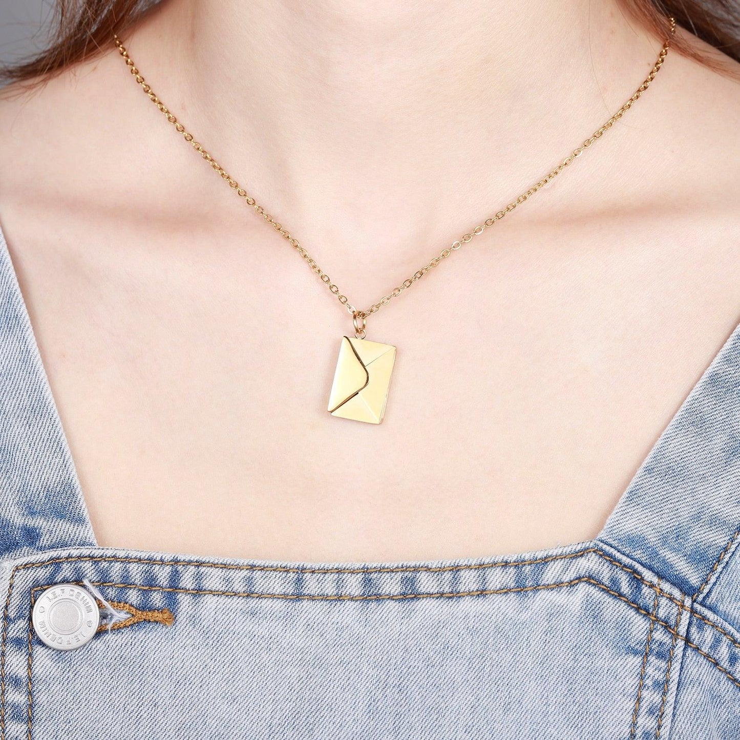 Collier pendentif lettre d'amour personnalisé en acier inoxydable