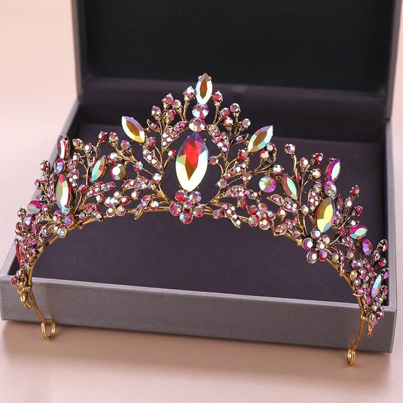 Couronne de mariage en argent avec strass de luxe en forme de cœur Mixcolor