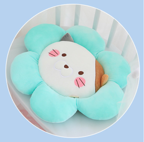 - Coussin Rond avec Fleurs - AOMshop Light Blue Flowers