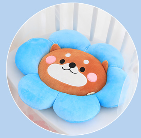 - Coussin Rond avec Fleurs - AOMshop Blue Flowers