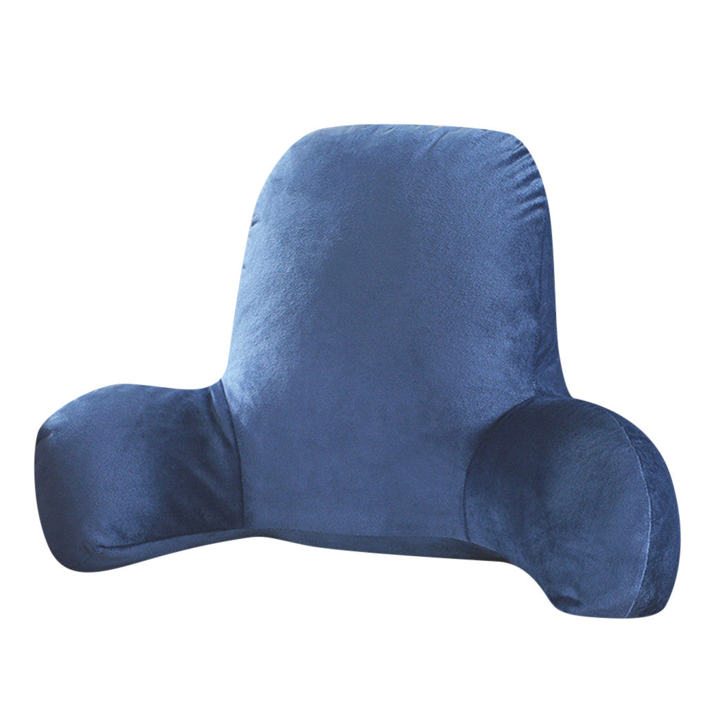 "Coussin en velours côtelé uni avec accoudoir et appui-tête sur AOMshop" Blue