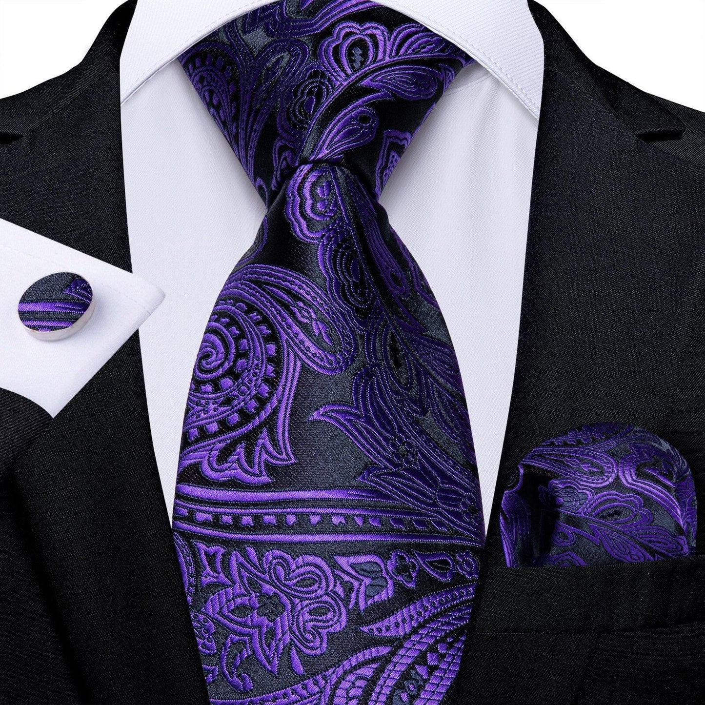 "Cravate pour homme en soie de designer paisley bleu sarcelle DiBanGu" MJ-7463