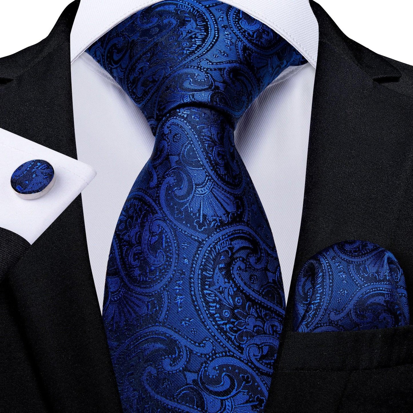 "Cravate pour homme en soie de designer paisley bleu sarcelle DiBanGu" MJ-1435