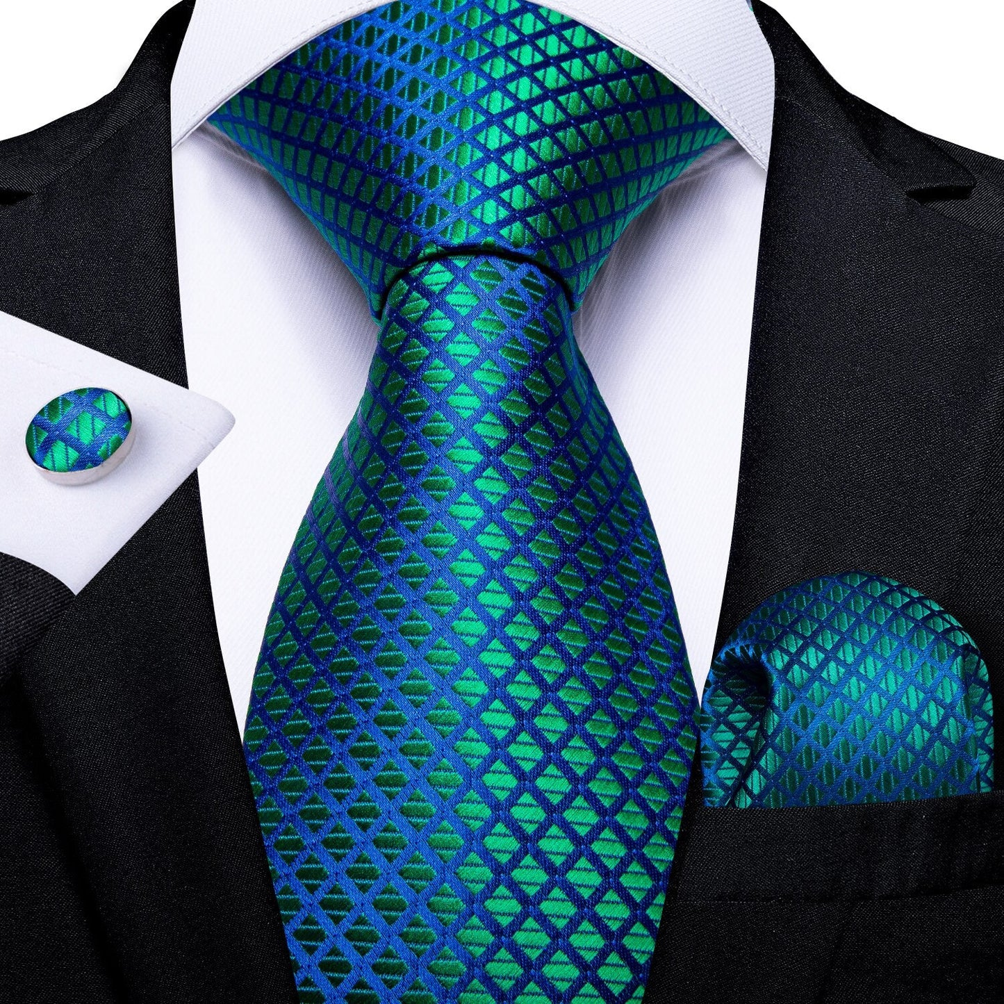 "Cravate pour homme en soie de designer paisley bleu sarcelle DiBanGu"