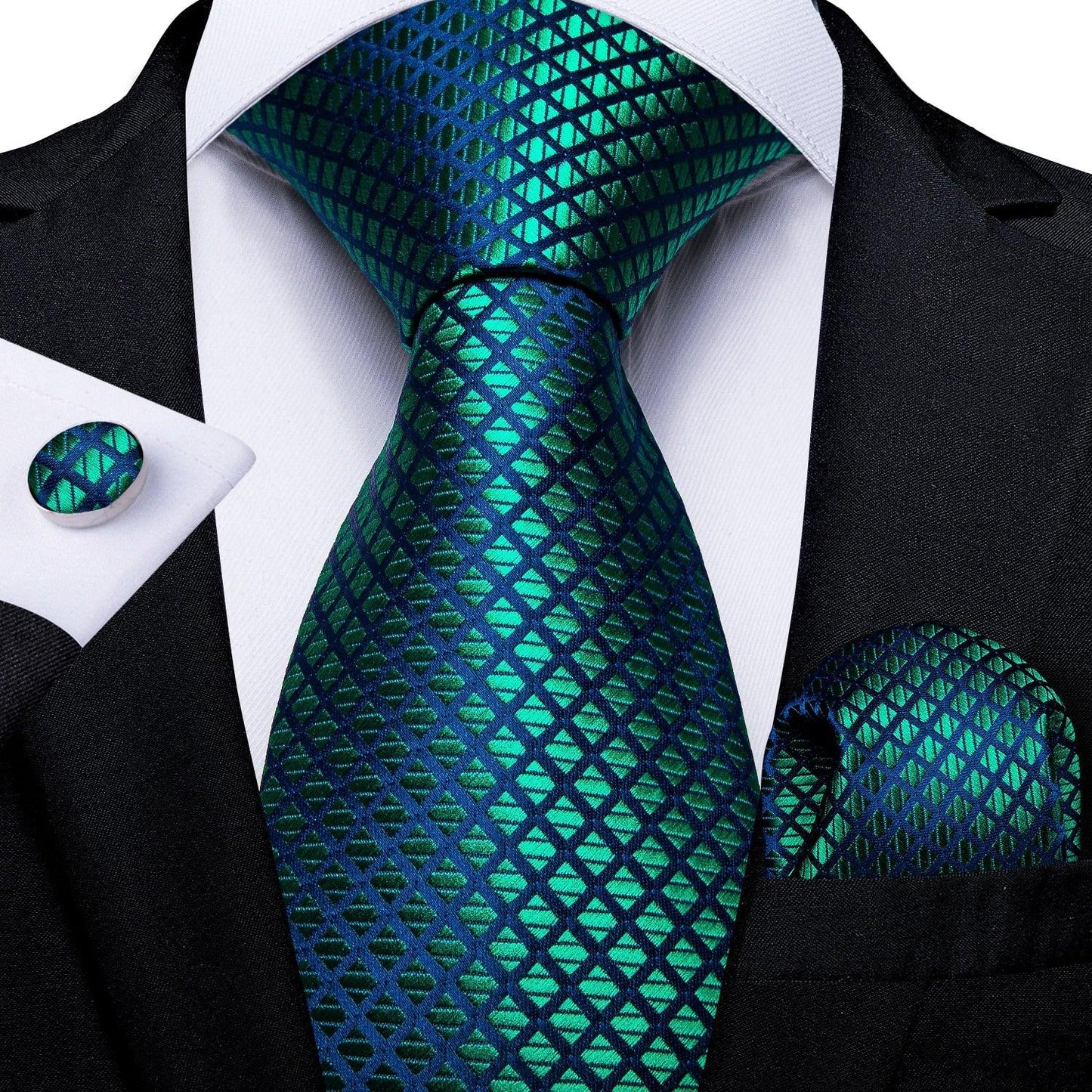 "Cravate pour homme en soie de designer paisley bleu sarcelle DiBanGu" MJ-1610