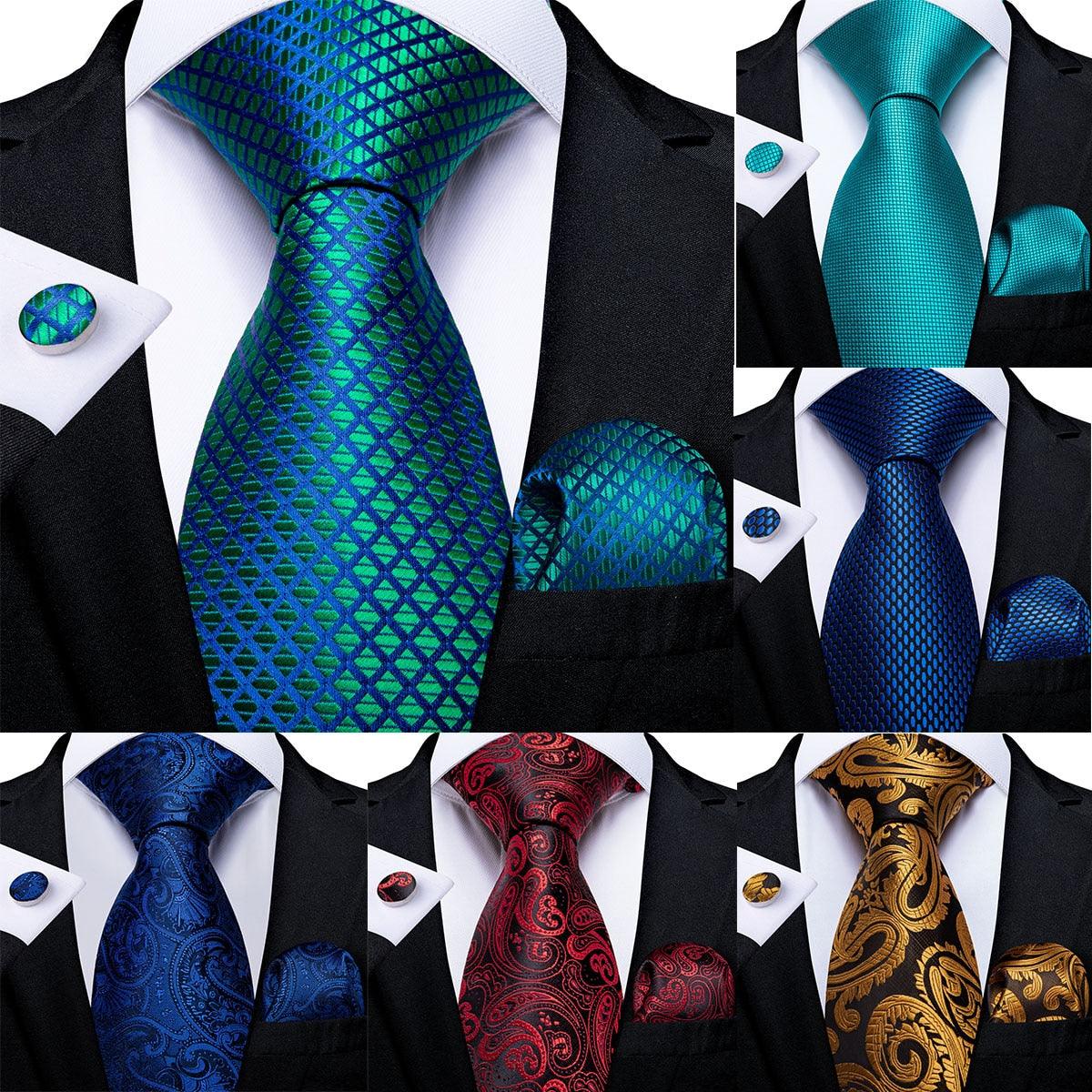 "Cravate pour homme en soie de designer paisley bleu sarcelle DiBanGu"