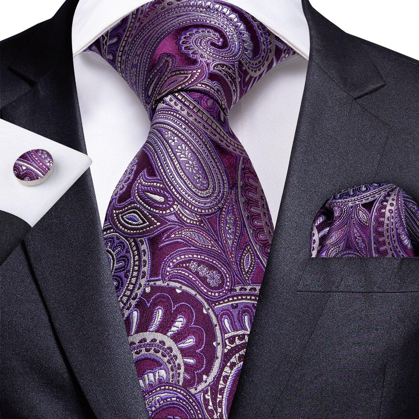 "Cravate pour homme en soie de designer paisley bleu sarcelle DiBanGu" MJ-1493