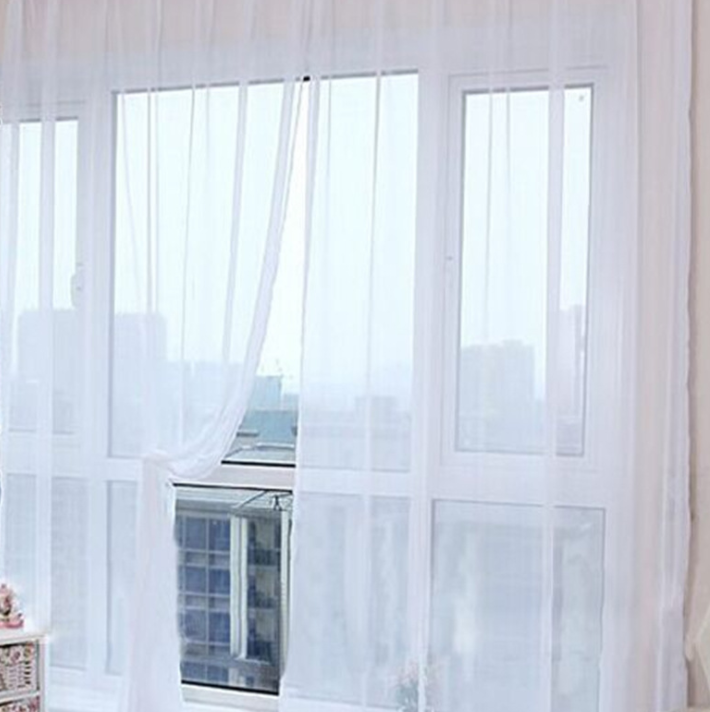 "Curtains modernes en tulle transparent pour salon et chambre - AOMshop" White 100×200cm