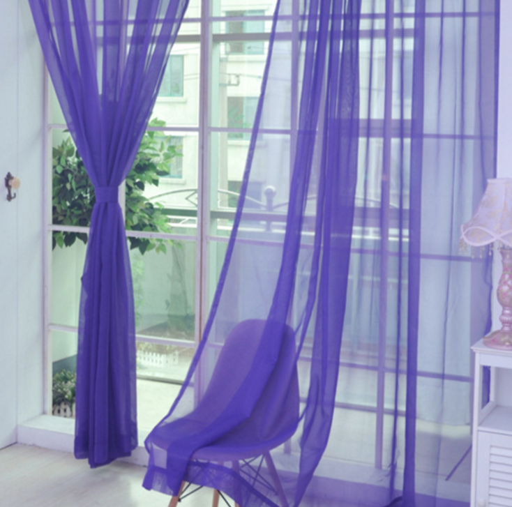 "Curtains modernes en tulle transparent pour salon et chambre - AOMshop" Purple 100×200cm