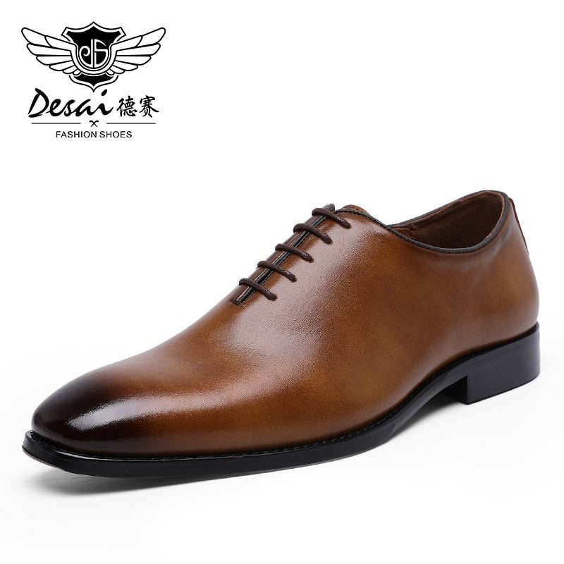 DESAI Men's Business Dress Casual Shoes - Chaussures Oxford en Cuir Véritable pour Hommes</h1> Brown