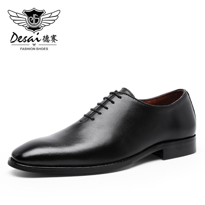 DESAI Men's Business Dress Casual Shoes - Chaussures Oxford en Cuir Véritable pour Hommes</h1> Black