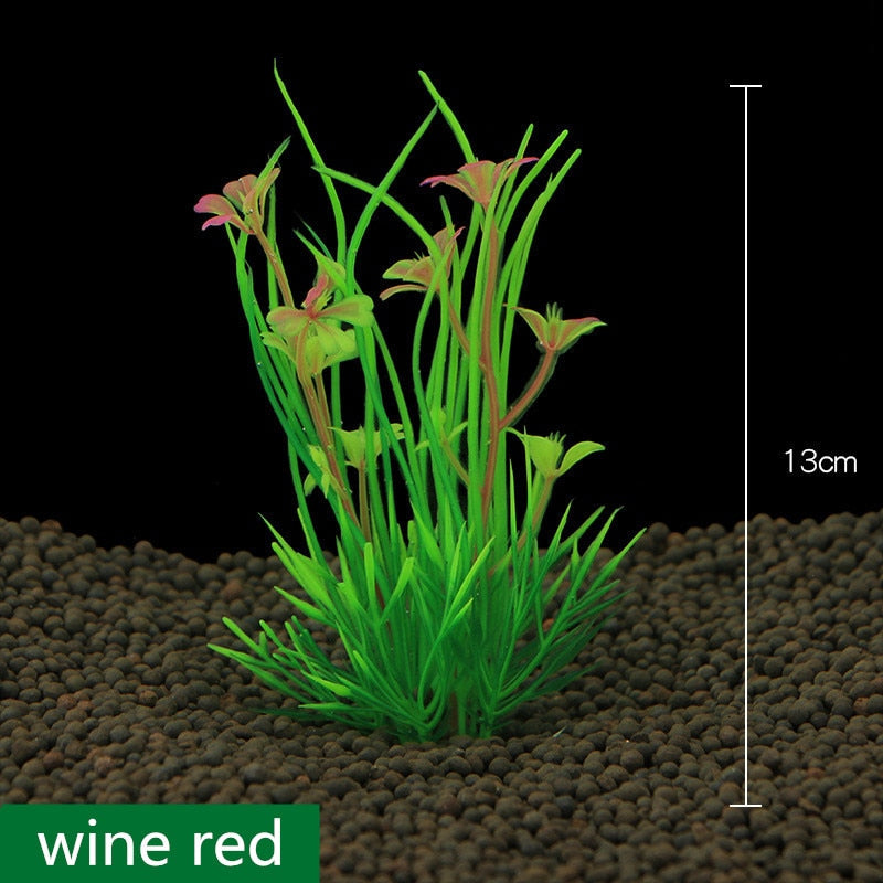 Décoration d'aquarium à plantes simulées - AOMshop Wine Red 1pcs