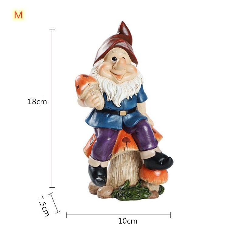 Décoration de jardin nain cartoon créatif en résine M 10x7.5x18cm B