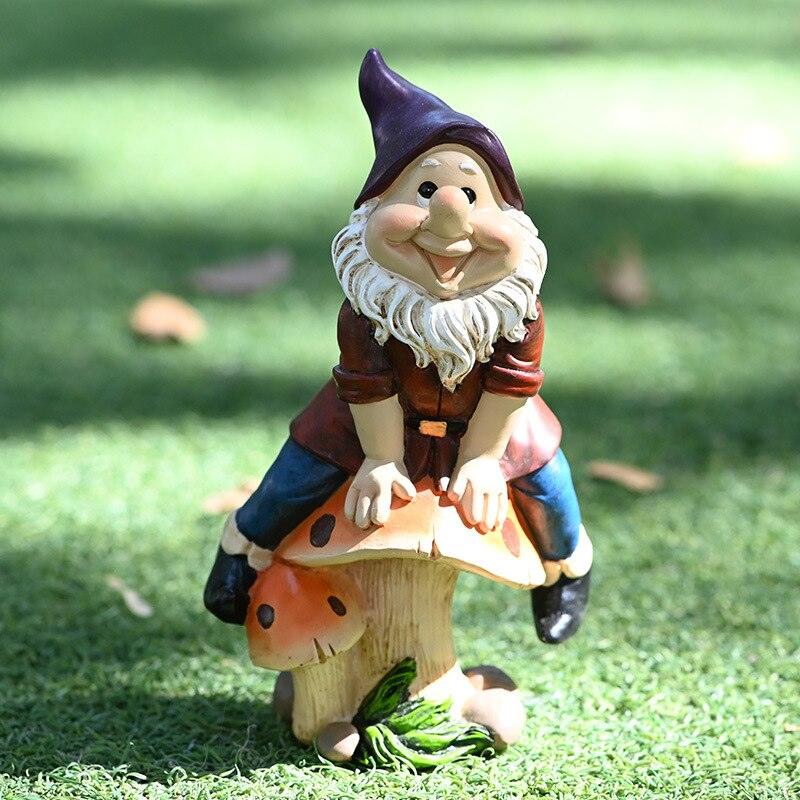 Décoration de jardin nain cartoon créatif en résine M 10x7.5x18cm A