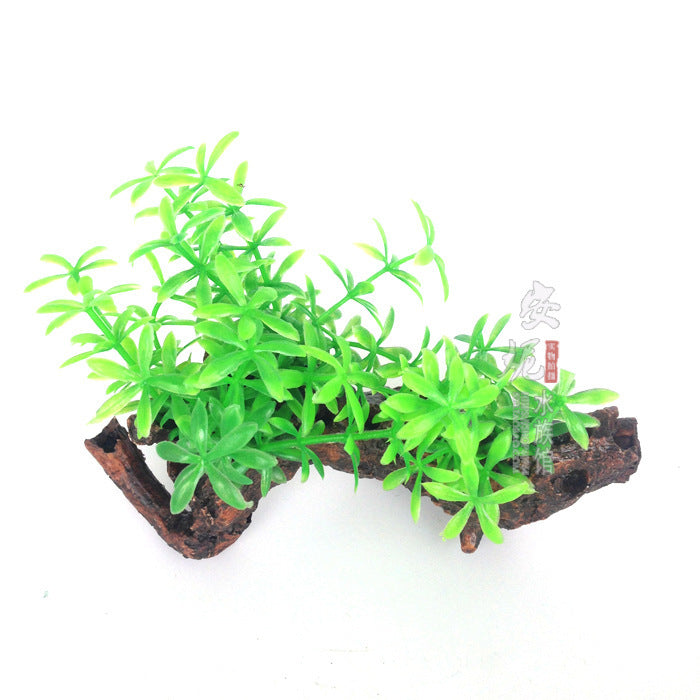 Décoration de plante simulée en herbe et bois - AOMshop D