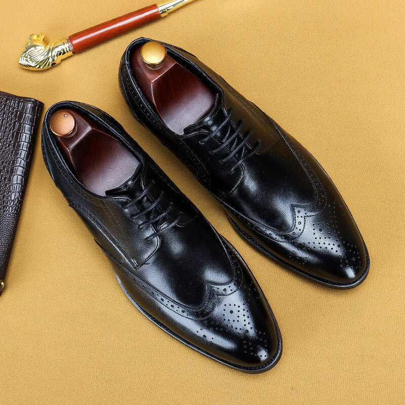 Desai 2022 New Men Dress Handmade Shoes - Oxford en Cuir Véritable Black
