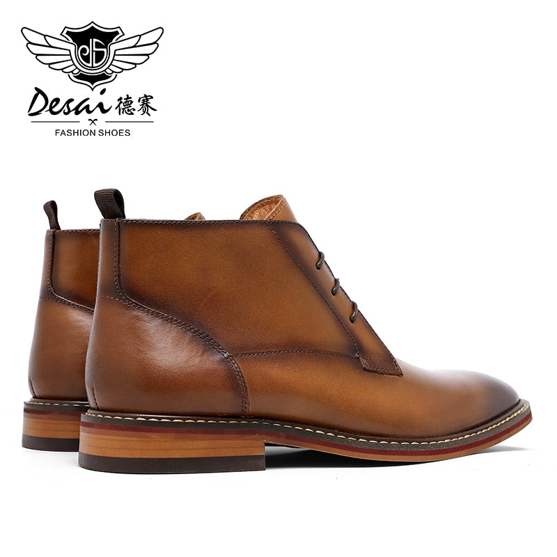 Desai Men Motorcycle Boots - Bottes Militaires en Cuir Véritable