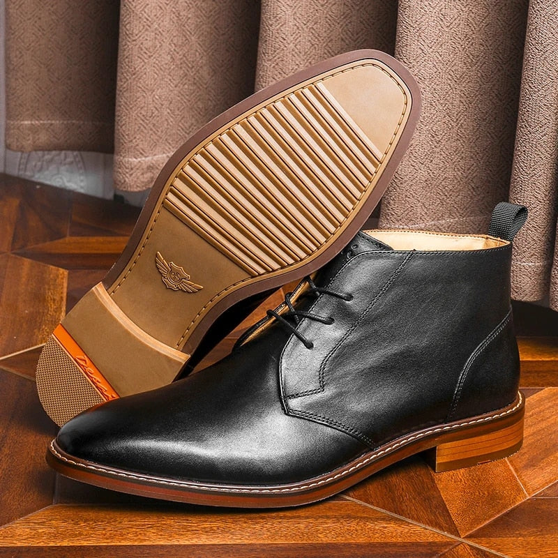 Desai Men Motorcycle Boots - Bottes Militaires en Cuir Véritable US size design Black