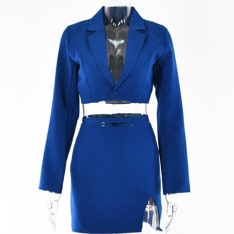 "Ensemble Blazer et Jupe Courte pour Femme"