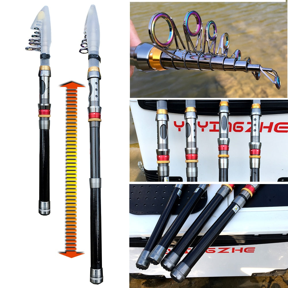 Ensemble canne à pêche télescopique 1.8-3.6M avec moulinet de pêche spinning pour la pêche de la carpe