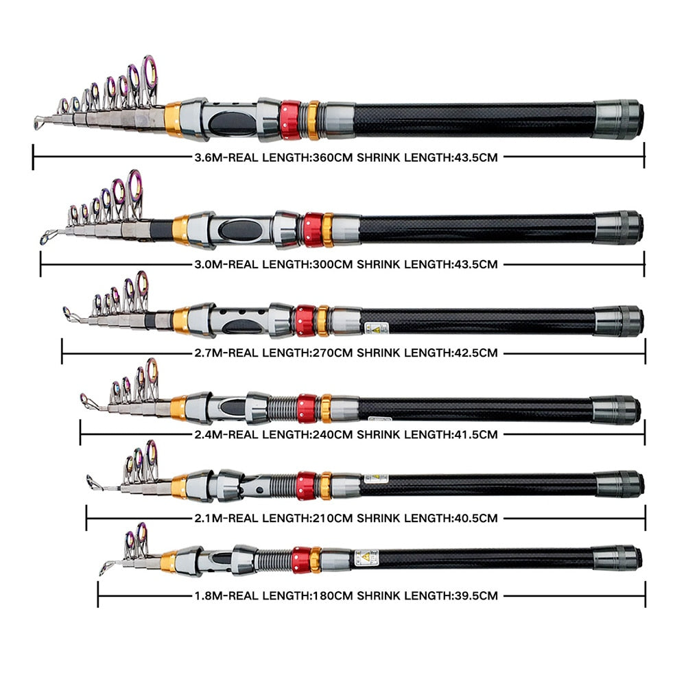 Ensemble canne à pêche télescopique 1.8-3.6M avec moulinet de pêche spinning pour la pêche de la carpe