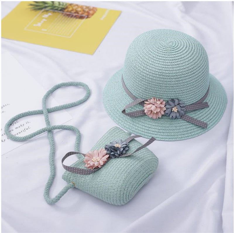 Ensemble chapeau d'été et sac pare-soleil pour enfants | AOMshop Green One size