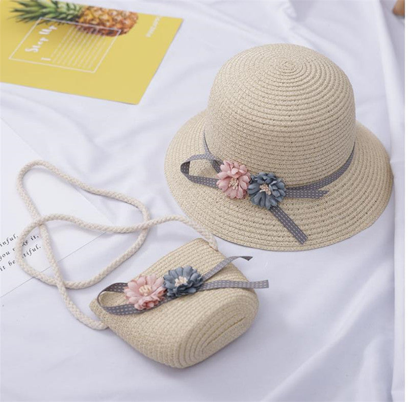 Ensemble chapeau d'été et sac pare-soleil pour enfants | AOMshop Beige One size