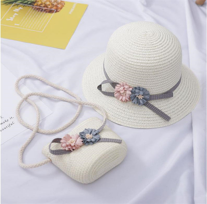 Ensemble chapeau d'été et sac pare-soleil pour enfants | AOMshop White One size