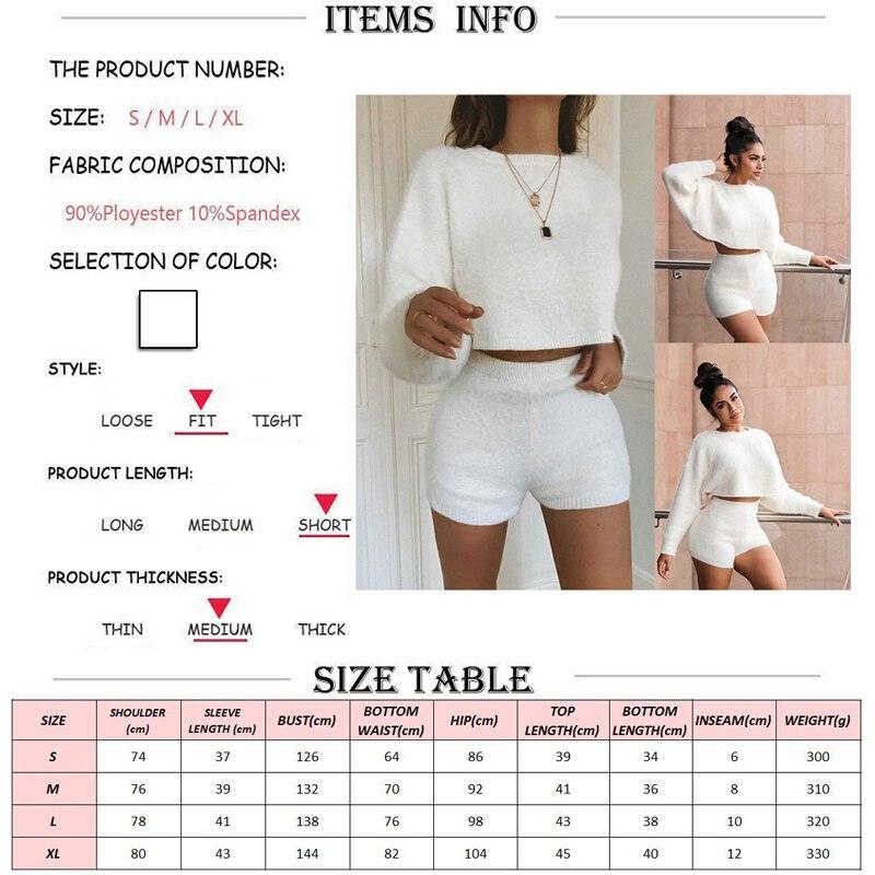 Ensemble femme 2 pièces doux et moelleux avec haut crop à col rond à manches longues et short taille haute skinny - Tenues