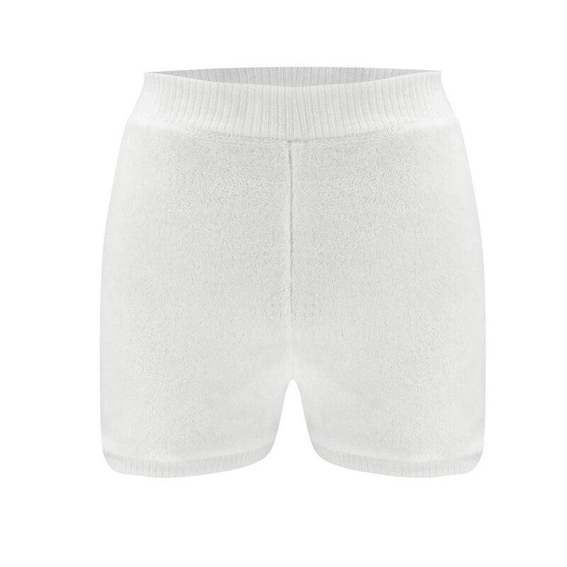 Ensemble femme 2 pièces doux et moelleux avec haut crop à col rond à manches longues et short taille haute skinny - Tenues