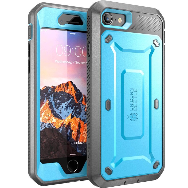 Étui SUPCASE UB Pro robuste avec clip ceinture pour iPhone SE 2022/2020 et iPhone 7/8 PC + TPU Blue