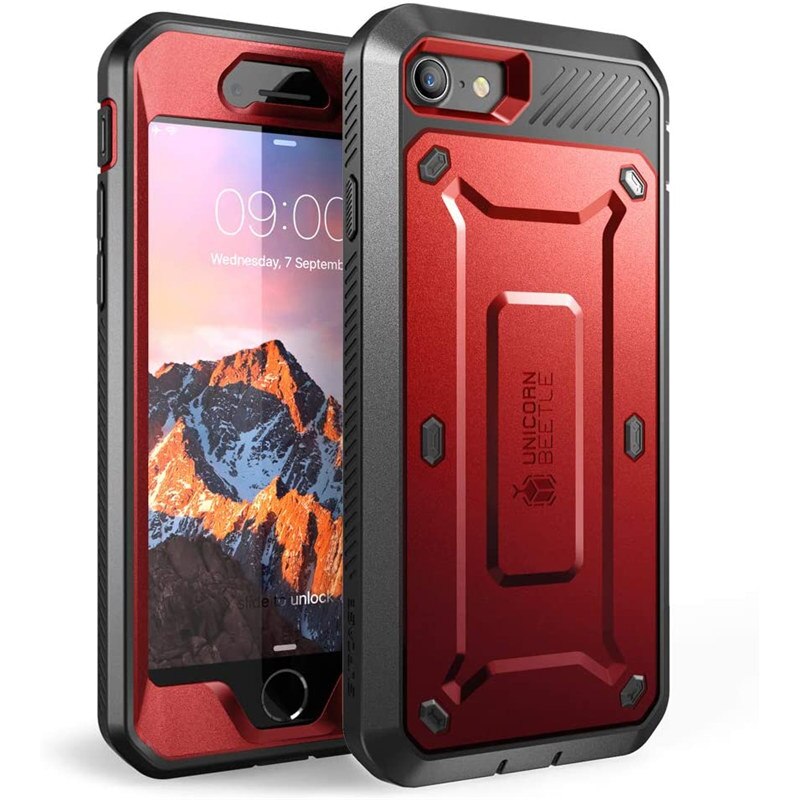 Étui SUPCASE UB Pro robuste avec clip ceinture pour iPhone SE 2022/2020 et iPhone 7/8 PC + TPU Ruddy