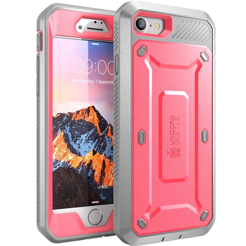 Étui SUPCASE UB Pro robuste avec clip ceinture pour iPhone SE 2022/2020 et iPhone 7/8 PC + TPU Pink