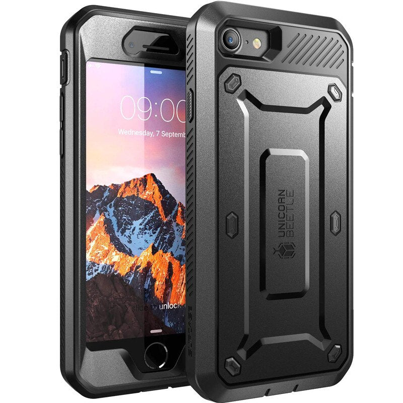 Étui SUPCASE UB Pro robuste avec clip ceinture pour iPhone SE 2022/2020 et iPhone 7/8 PC + TPU Black