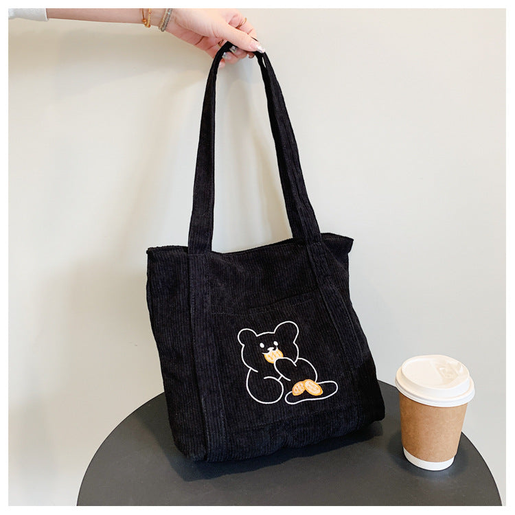 AOMshop - Sac à Bandoulière Brodé à Motif Cartoon pour Femme - Série Japonaise Black
