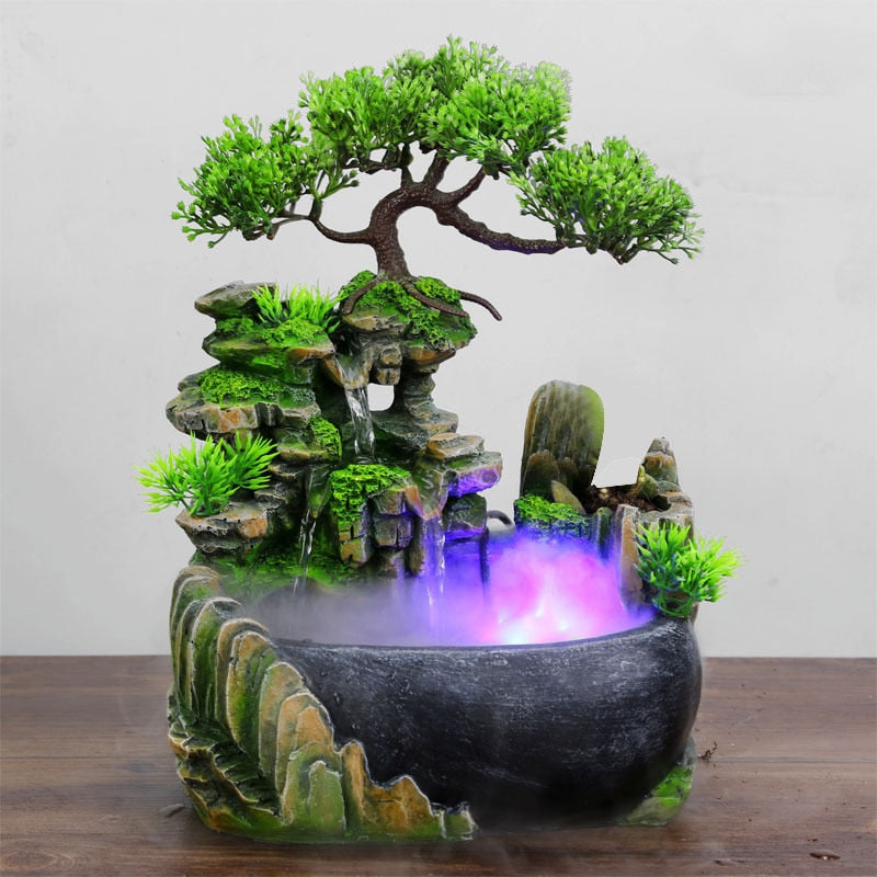Fontaine d'intérieur HoDe Creative Rockery avec cascade et statue Feng Shui Size 1