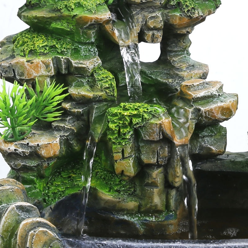 Fontaine d'intérieur HoDe Creative Rockery avec cascade et statue Feng Shui