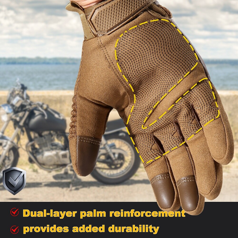 "Gants tactiques en cuir avec écran tactile - Pour activités de plein air"