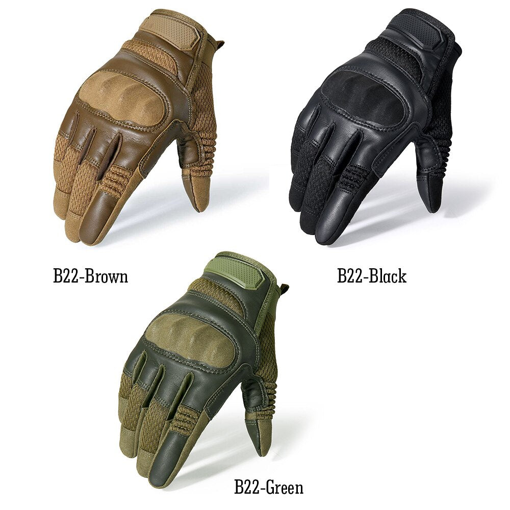 "Gants tactiques en cuir avec écran tactile - Pour activités de plein air"