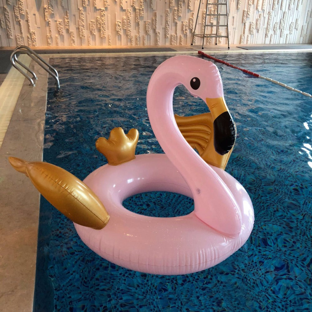 Giant flamingo with golden wings