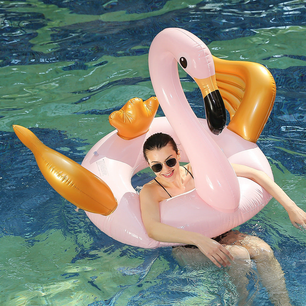 Giant flamingo with golden wings