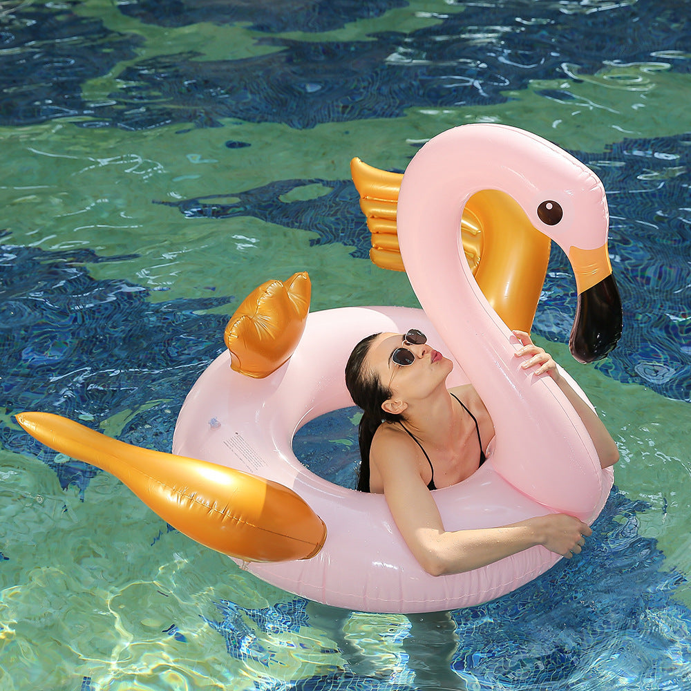 Giant flamingo with golden wings
