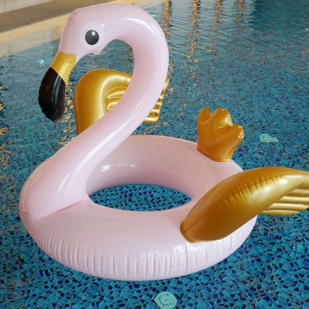Giant flamingo with golden wings