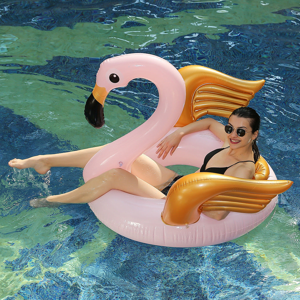 Giant flamingo with golden wings default