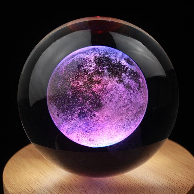 Globe de neige en verre, modèle miniature de système solaire gravé au laser