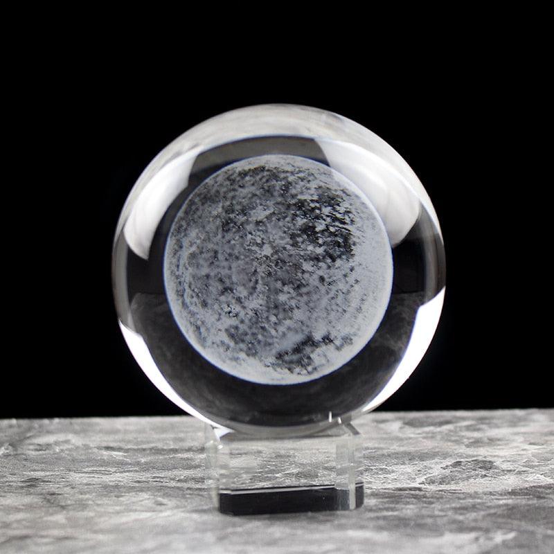 Globe de neige en verre, modèle miniature de système solaire gravé au laser crystal base