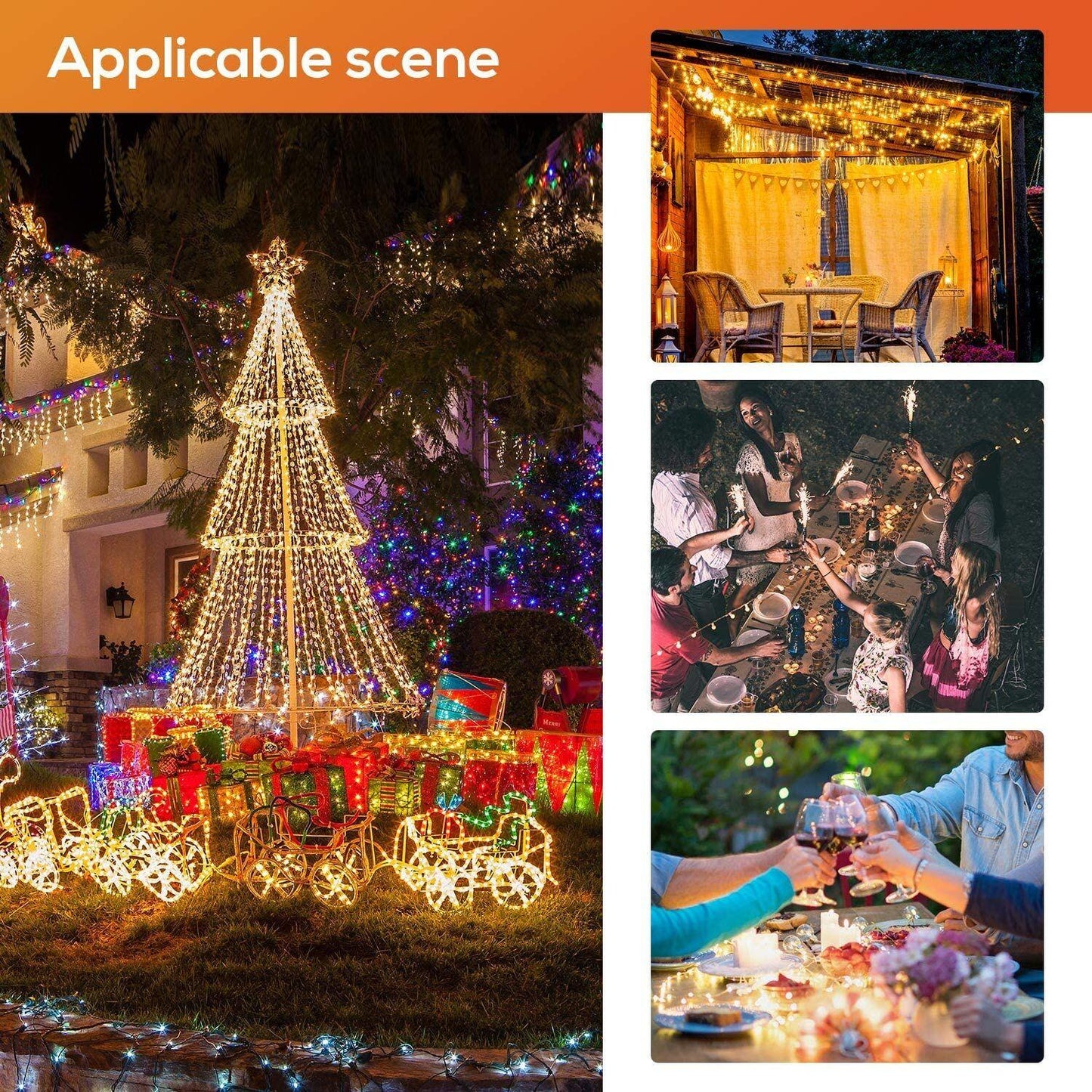 Guirlandes lumineuses solaires à LED pour Noël et mariage