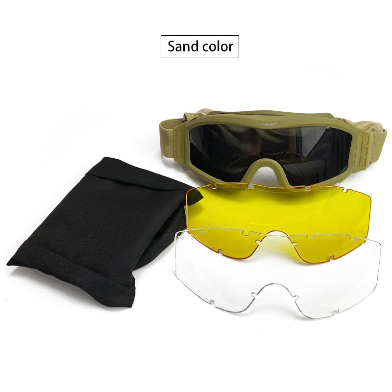 Achetez des lunettes tactiques pour le tir et l'airsoft - AOMshop Tan