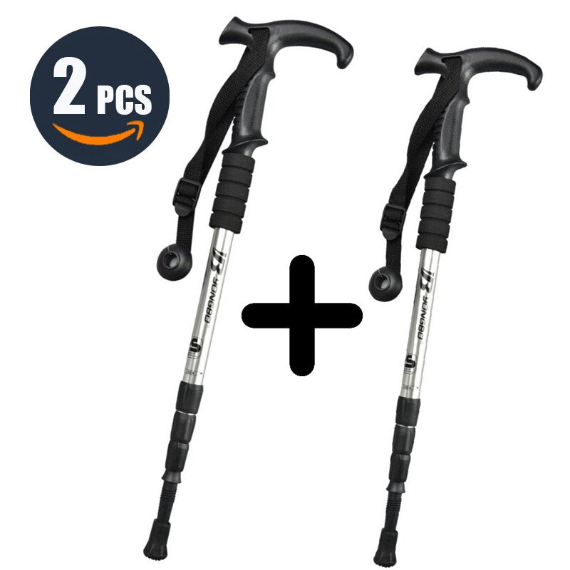 Bâton de Marche Réglable Anti-choc Ultra-léger | AOMshop 2Pcs Silver Style2