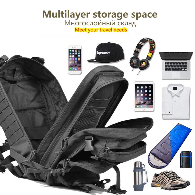 "AOMshop - Sac à dos tactique militaire étanche 50L pour randonnée et camping"